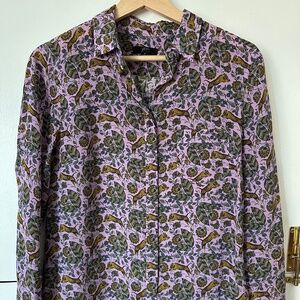 J. Crew Silk Jungle Cat Button-up Shirt